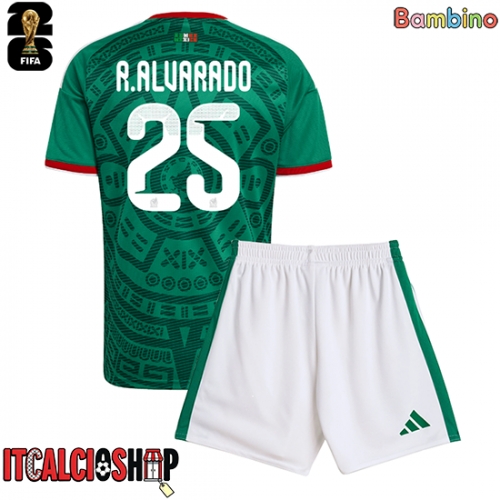Messico Roberto Alvarado #25 Prima Maglia Bambino Mondiali 2026 Manica Corta (+ Pantaloni corti)
